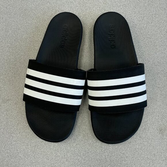 Adidas Men's Size 7 Adilette Shower Slides Black & White - Picture 5 of 6